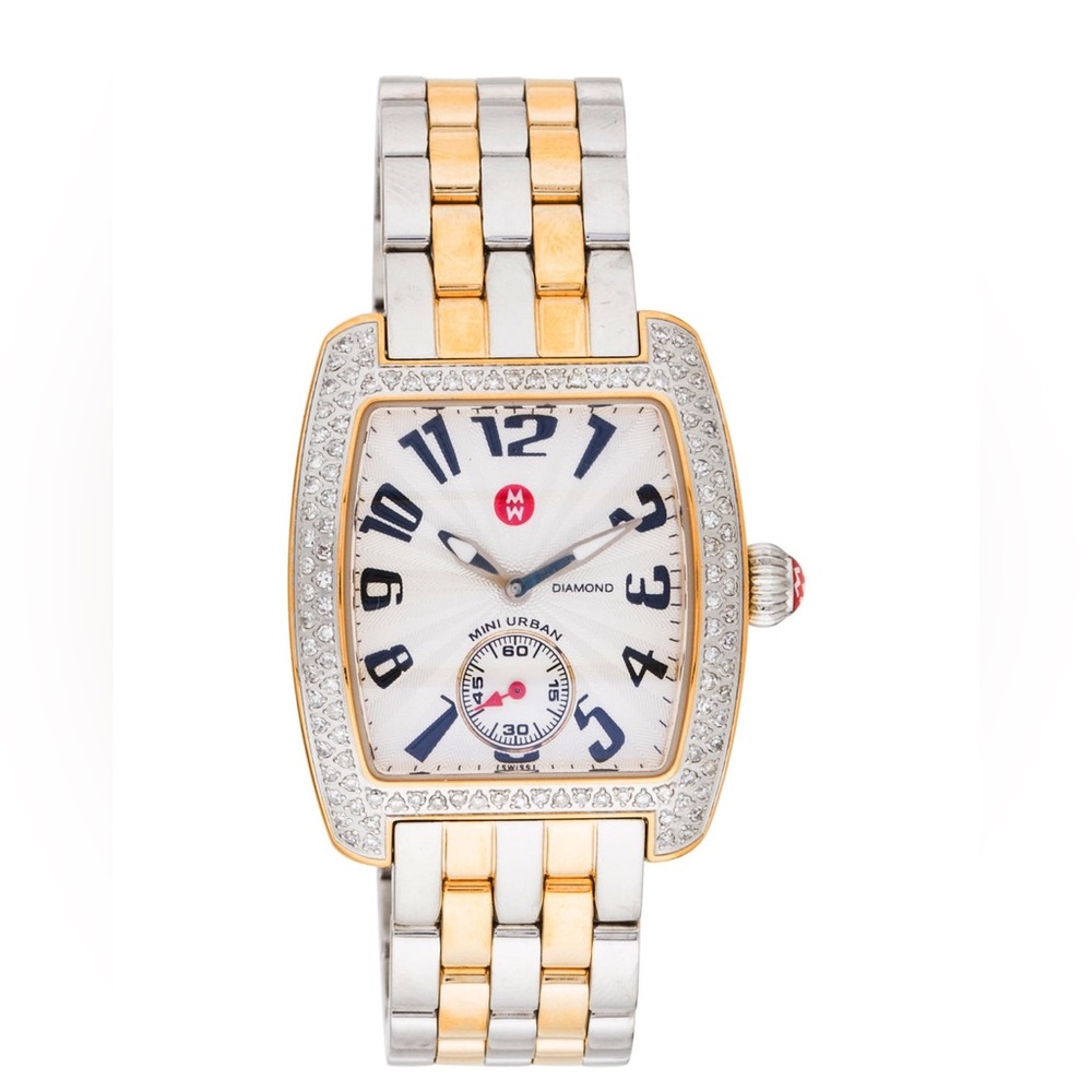 Michele Mini Urban .65 Carat Diamond Gold & Stainless Steel Watch needs battery - Picture 7 of 12